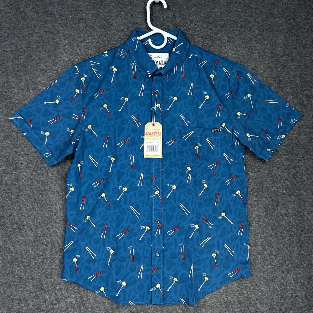 RSVLTS Button Up Shirt Men’s M “Let Me See That Tong” Kunuflex Short Sleeve NWT